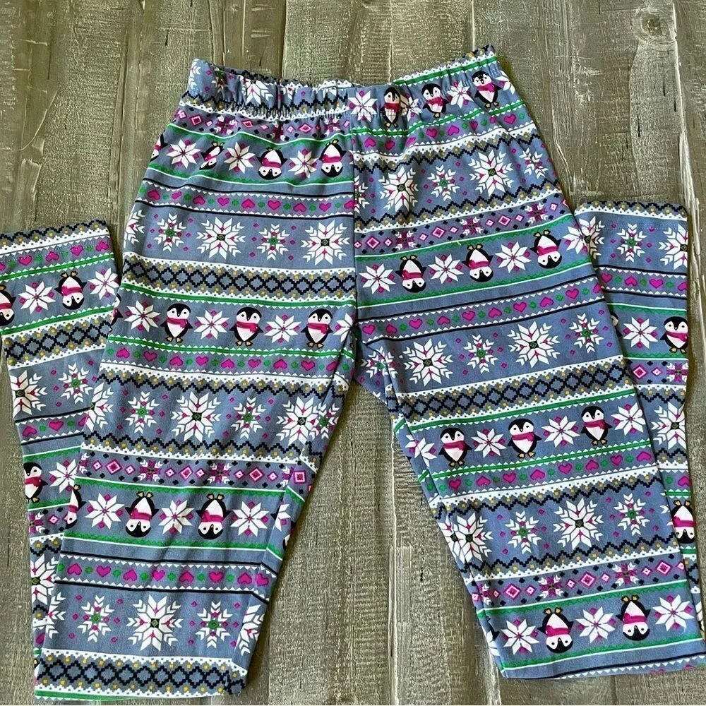 Penguin Nordic Print Pink Gray No Boundaries Leggings S